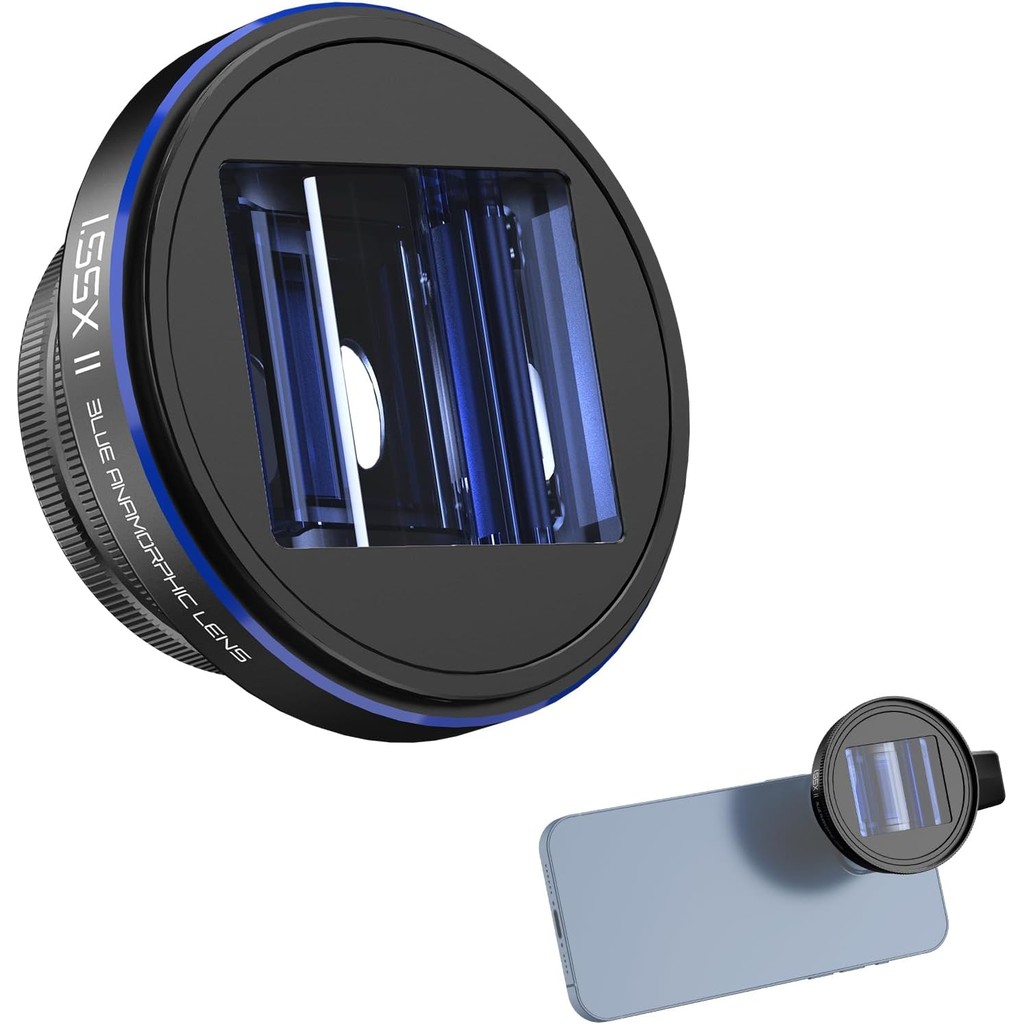 Neewer 1.55x Anamorphic เลนส์ 2ndGen พร้อม Blue Flare 17 มม.Clamp & 72 มม.อะแดปเตอร์กรอง