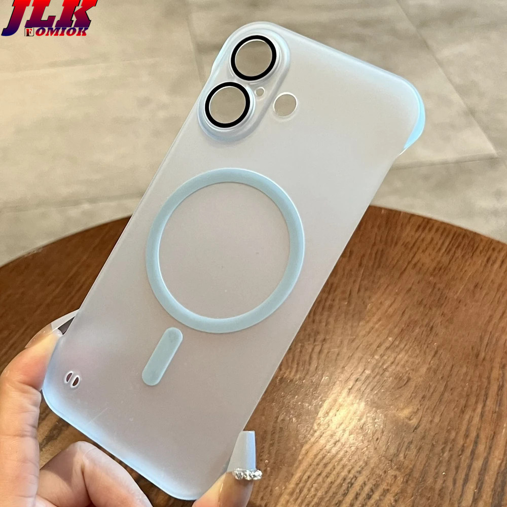 [JLK] สําหรับ iPhone 16 Pro Max Frameless Case ความร้อนรังสีไร้ขอบ Slim Matte Magnetic Case สําหรับ iPhone 11 12 13 14 15 Pro Max 16 Plus