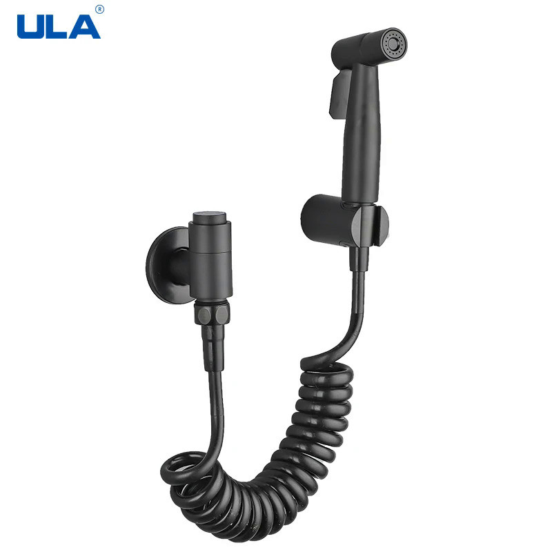 ULA Black Bidet Faucet Handheld Bidet Sprayer Set Toilet Faucet Bathroom Shower Head Self Cleaning T