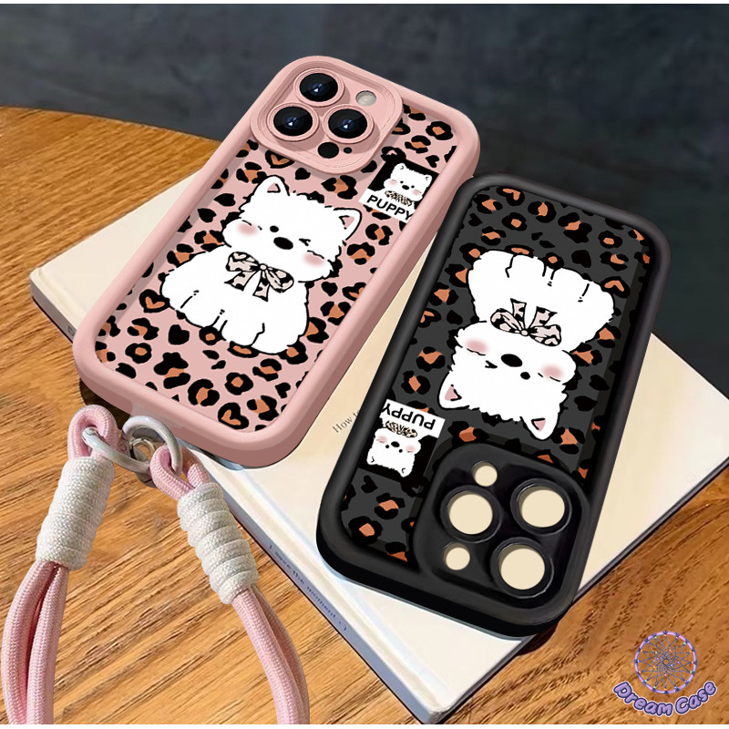 แฟชั่นเสือดาวพิมพ์เคสลูกสุนัขน่ารักสำหรับ Samsung A05s A13 A05 A52 A15 A03 A14 A21s A32 A12 A54 A25 A03s A24 A50 A23 A53