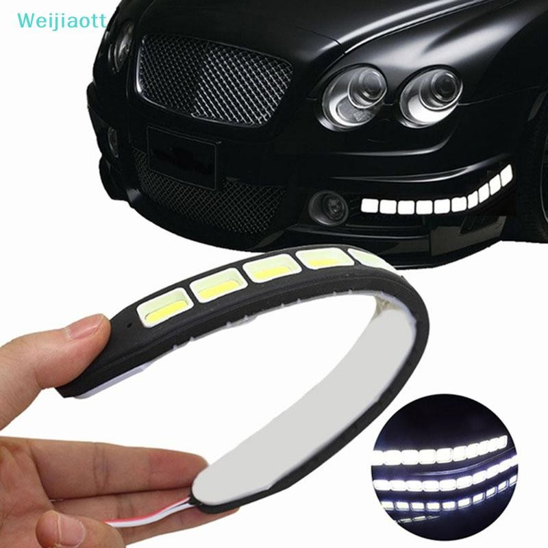 Weijiaott 1x 10LED 12V ไฟวิ่งกลางวัน DRL COB Strip โคมไฟหมอกรถขับรถกันน้ํา AO