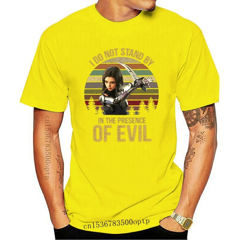 ใหม่ Alita Battle Angel I DonT Stand In The Presence Of Evil Black Men S-3Xl เสื้อยืดการพิมพ์ Tee เส