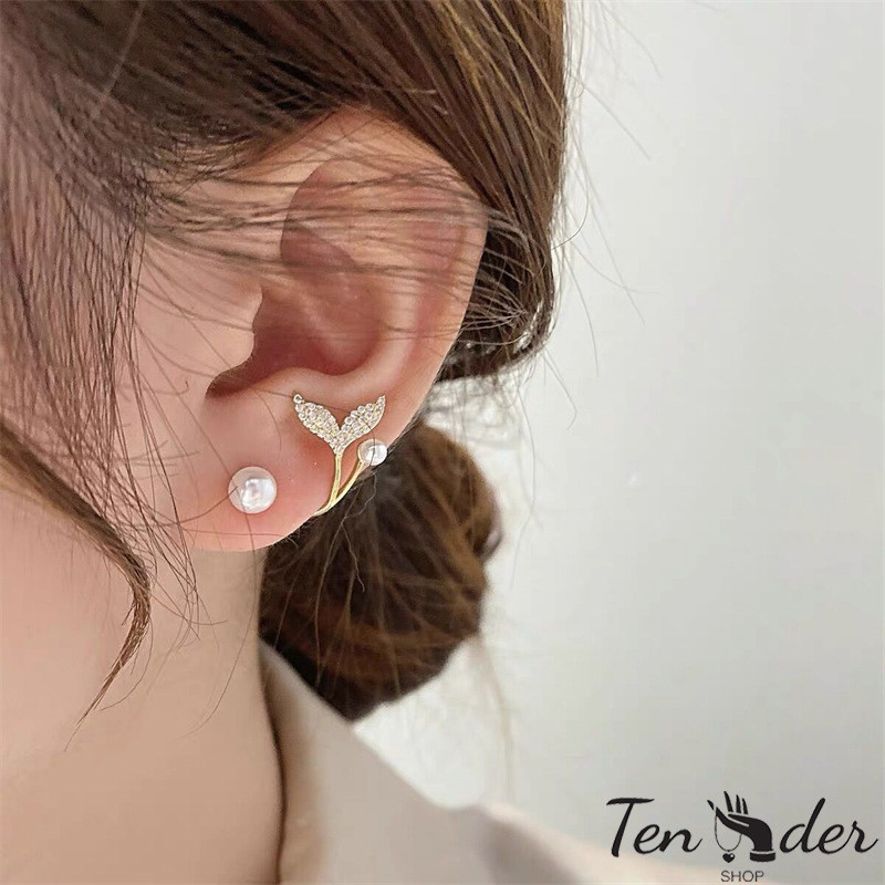 COD-ส่งเร็วจากไทย 925 เข็มเงินเกาหลีปลาหางมุก 2021 แฟชั่นใหม่ต่างหูแฟชั่นหรูหรา-Tender