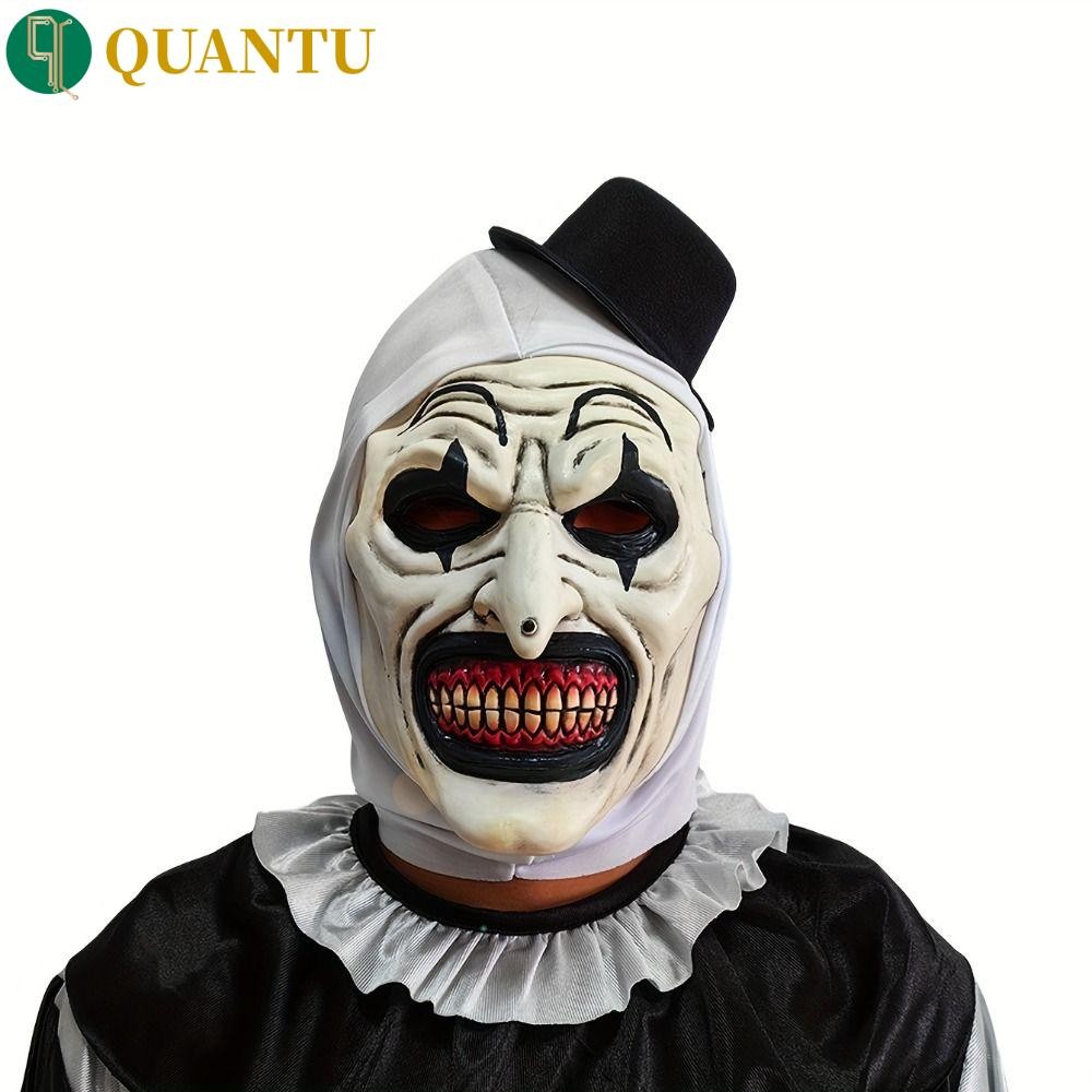Quantu ฮาโลวีน Bloody Clown หน้ากาก, คอสเพลย์ Vivid รายละเอียด Full Face Latex หน้ากาก, Ghost House ตกแต่ง Props ความคิดสร้างสรรค์ที่สมจริง Spooky หมวก Clown Head Cove Carnival