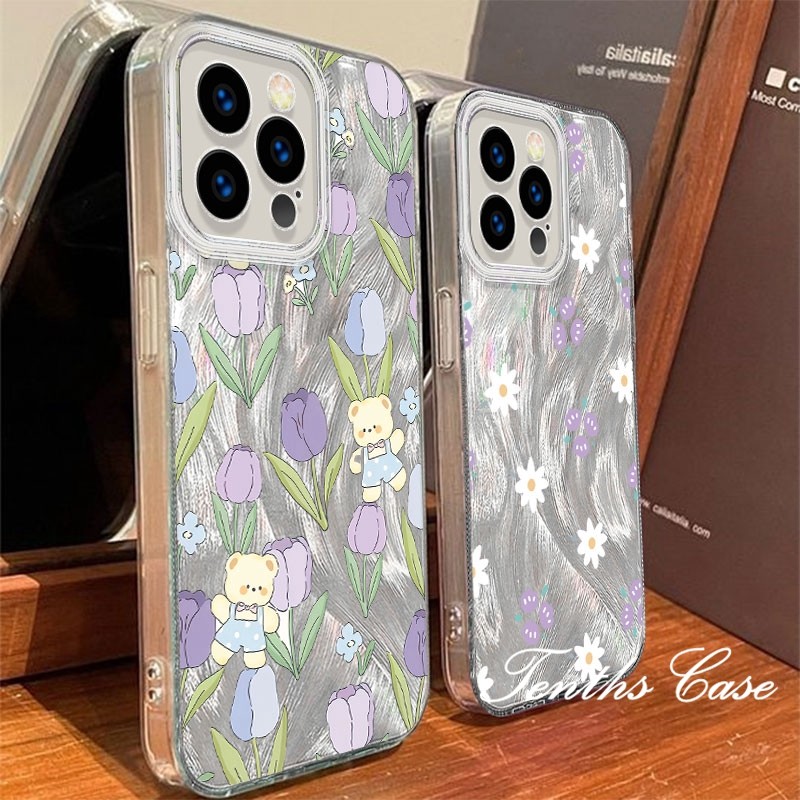 SAMSUNG สําหรับsamsung A06 A16 A35 A25 A15 A05 A03 A04s A12 A13 A14 A23 A24 A32 A34 M12 4G A51 A52s A53 A54 A55 5G S23 ฝาครอบผมสีม่วงเล็กๆน้อยๆTuliplatedเคสโทรศัพท์