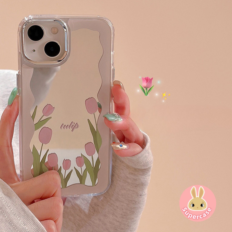 Insสไตล์สีชมพูtulipกระจกเคสโทรศัพท์สําหรับoppo A3 Pro A3X A3 4G 5G K12X A79 A16K A16E A98 A59 A2M A2X A2 Pro A1X A1X A2X A1X A1X A1X A1X A2 F23 Anti-fall Soft Soft Soft Coverสาว