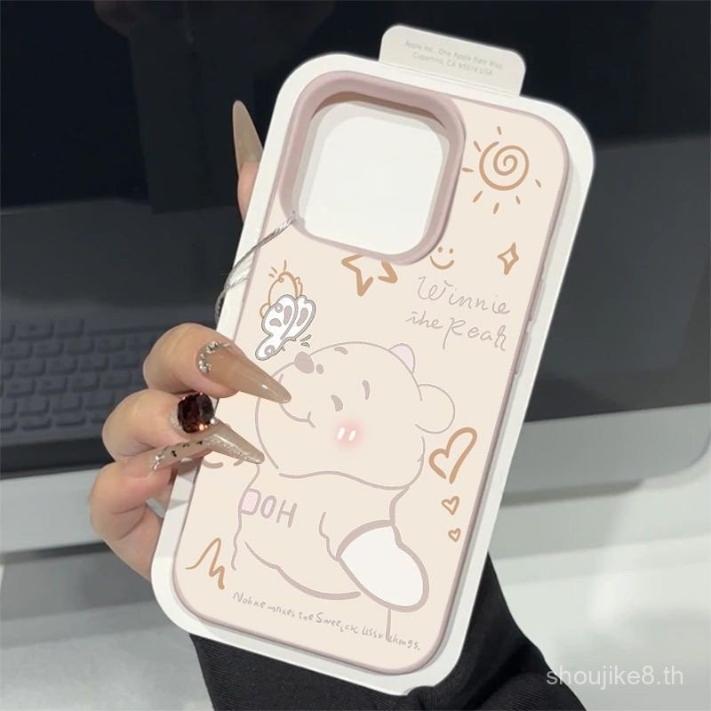 สีส้มหมีพูห์เก๋ & มีสไตล์เคสป้องกัน iPhone-ดีไซน์อเนกประสงค์สำหรับ iPhone 11ถึง iPhone 15 PRO MAX; เหมาะสำหรับ7plus, 8PLUS, 11pro, 13pro, X, XR, XS MAX, 7, 8
