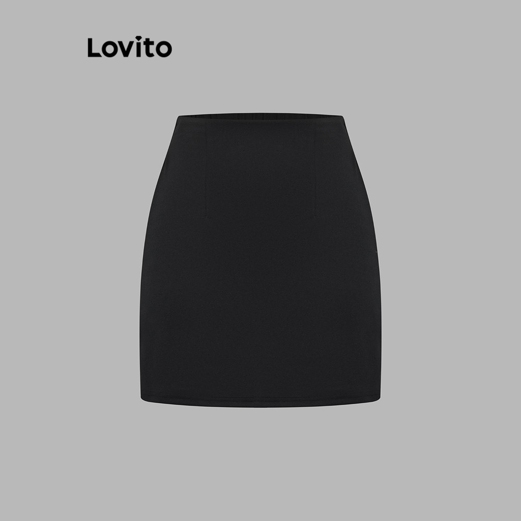 Lovito กระโปรงธรรมดาเรียบหรูสำหรับผู้หญิง L106AD220