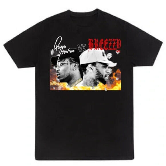 Chris Brown Vs Quavo T Shirt L Hip Hop Civil War T Shirt ใหม่ 2024