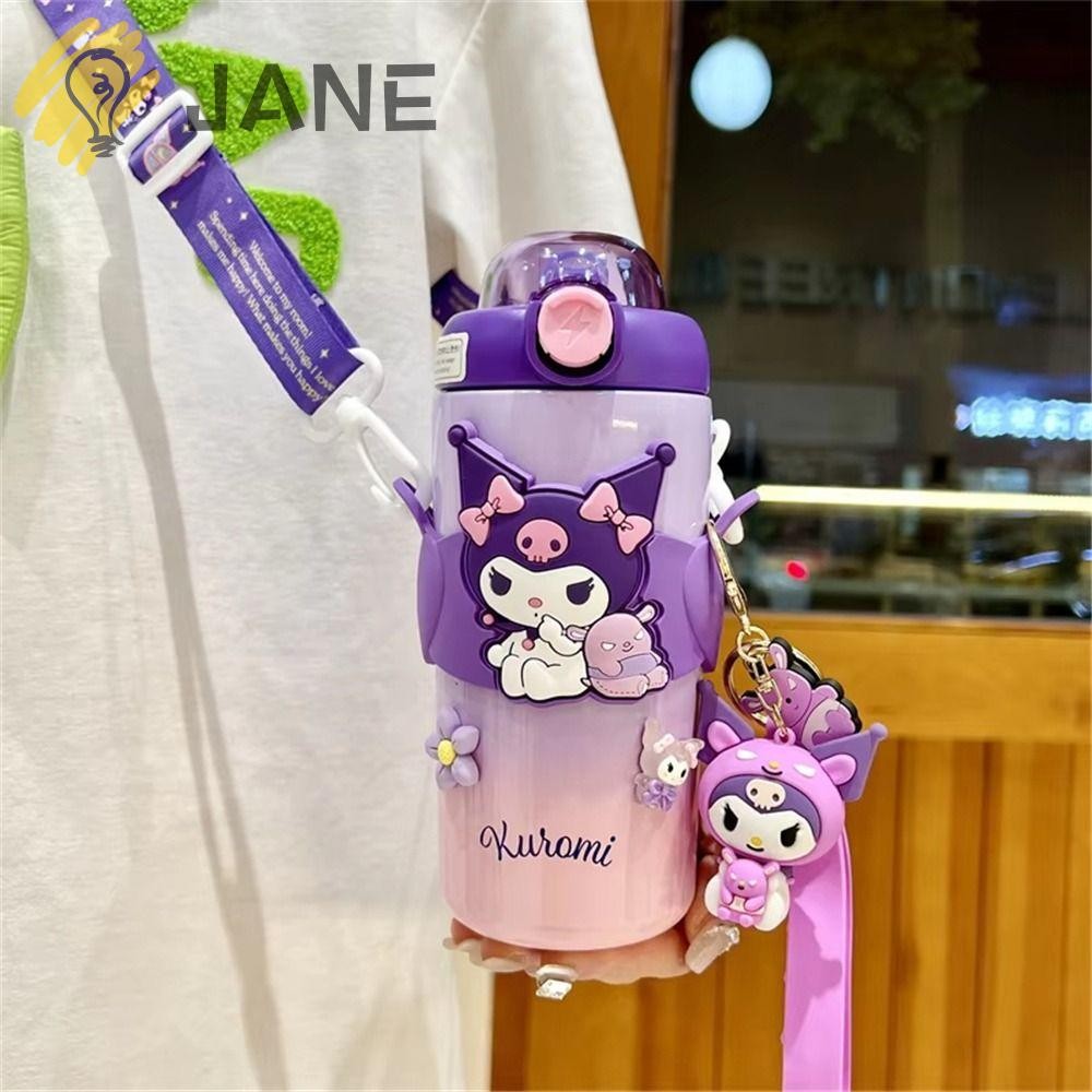 SANRIO ขวดน้ํา เจน สายปรับได้ 316 ถ้วยน้ําฉนวนสแตนเลส, น่ารัก ซานริโอ 500มล คุโรมิ ทํานอง เด็กถ้วยพร้อมฟางสําหรับโรงเรียนชายหญิง
