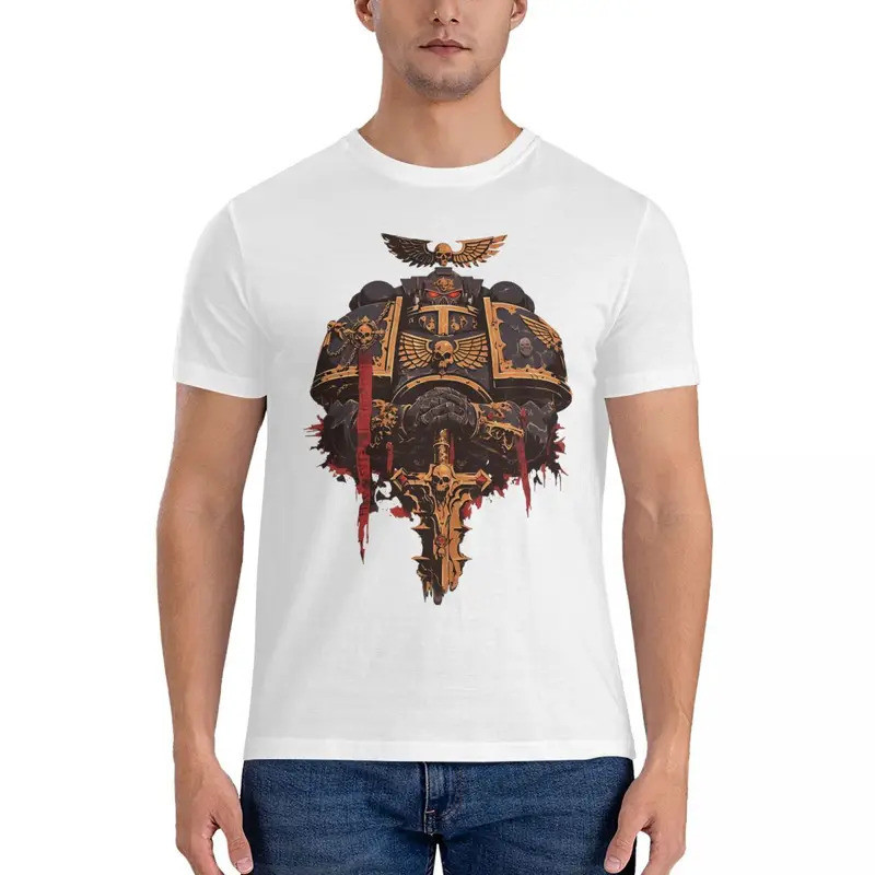 T-ShirtSpace Marine โลโก้เสื้อยืด W-Warhammer 40K Cal 100% cotton TEE เสื้อ O คอสั้นแขนเสื้อยืดวันเก