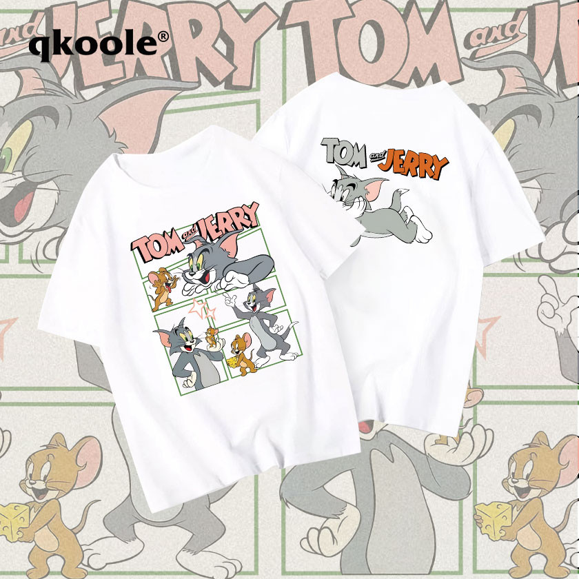 เสื้อยืดการ์ตูน Qkoole เสื้อ unisex oversize พิมพ์ลายการ์ตูนน้องน่ารักมาก A000048