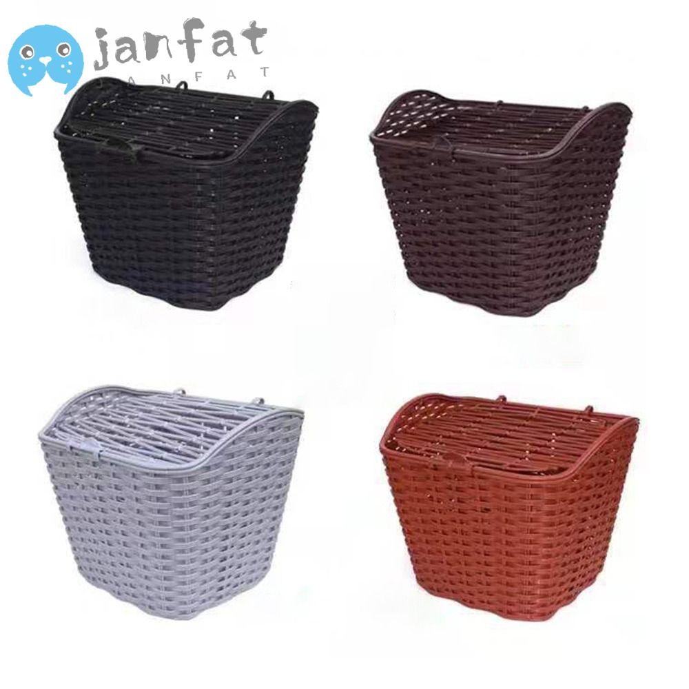 Janfat ตะกร้าจักรยานไฟฟ้า, 3 สีกันน้ําจักรยานหวาย, 2 รูปแบบพลาสติกกันฝน D-shaped ตะกร้าขี่จักรยานอุปกรณ์เสริม