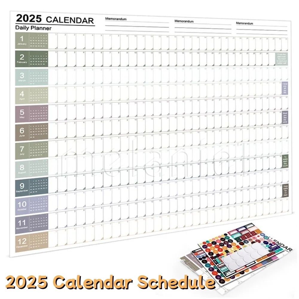 2025 Calendar Planner แผ่น - รายปี Planner Target List Schedule Organizer - สําหรับอุปกรณ์สํานักงาน 