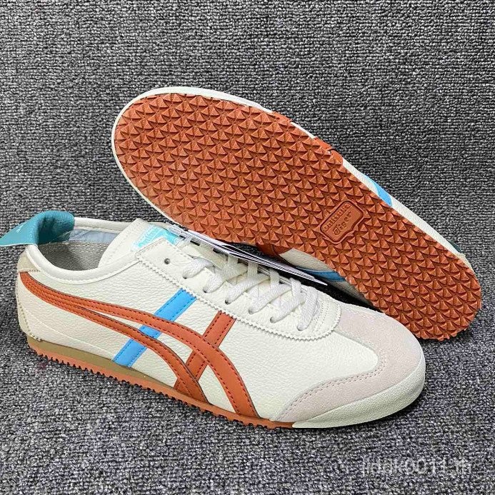 ร้อนขายที่มีคุณภาพสูง Asics Onitsuka Tiger Onitsuka Tiger Japan น้ำหนักเบากีฬาสีเบจสีส้มคู่รองเท้าลำ