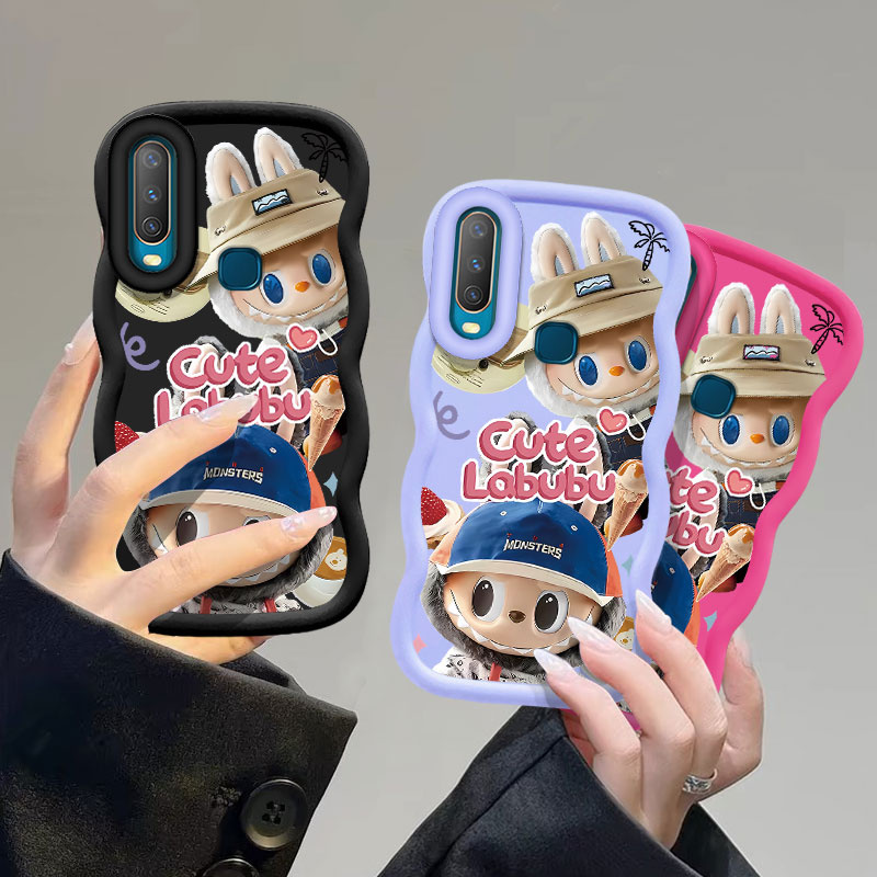 Macaron หยัก LABUBUเคสโทรศัพท์สําหรับSamsung A51 A52 A52S A53 5G A54 A55 A73/Samsung S22 Ultra S23 Ultra 24 Ultra J7 Prime F14 M14 ผิวนุ่มสวมใส่ฝาครอบโทรศัพท์