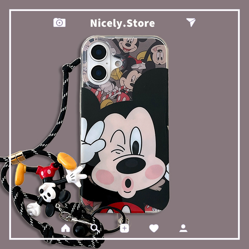 น่ารัก Pout Mickey Mouse จี้เคสโทรศัพท์สําหรับ iPhone 16 15 14 13 Pro Max iPhone16 IMD Dirt ทนฝาหลัง Shell