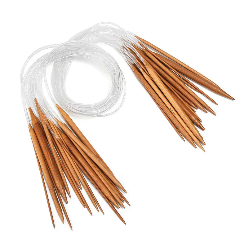 18Pcs 2.0-10mm Bamboo Circular Needle Knitting Tool Length 80cm/60cm/40cm Scarf Sweater Yarn Stick N