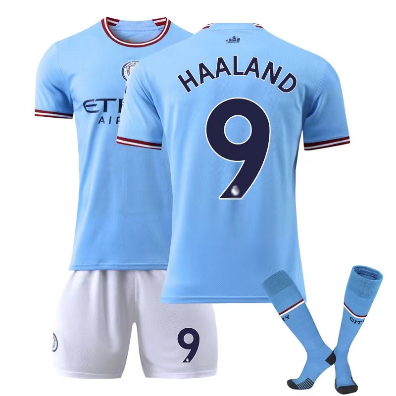 Uhome22-23 เสื้อฟุตบอลเด็กและผู้ใหญ่ MCI Home No.3 RUBEN No.7 STERLING No.9 HAALAND No.10 GREALISH N