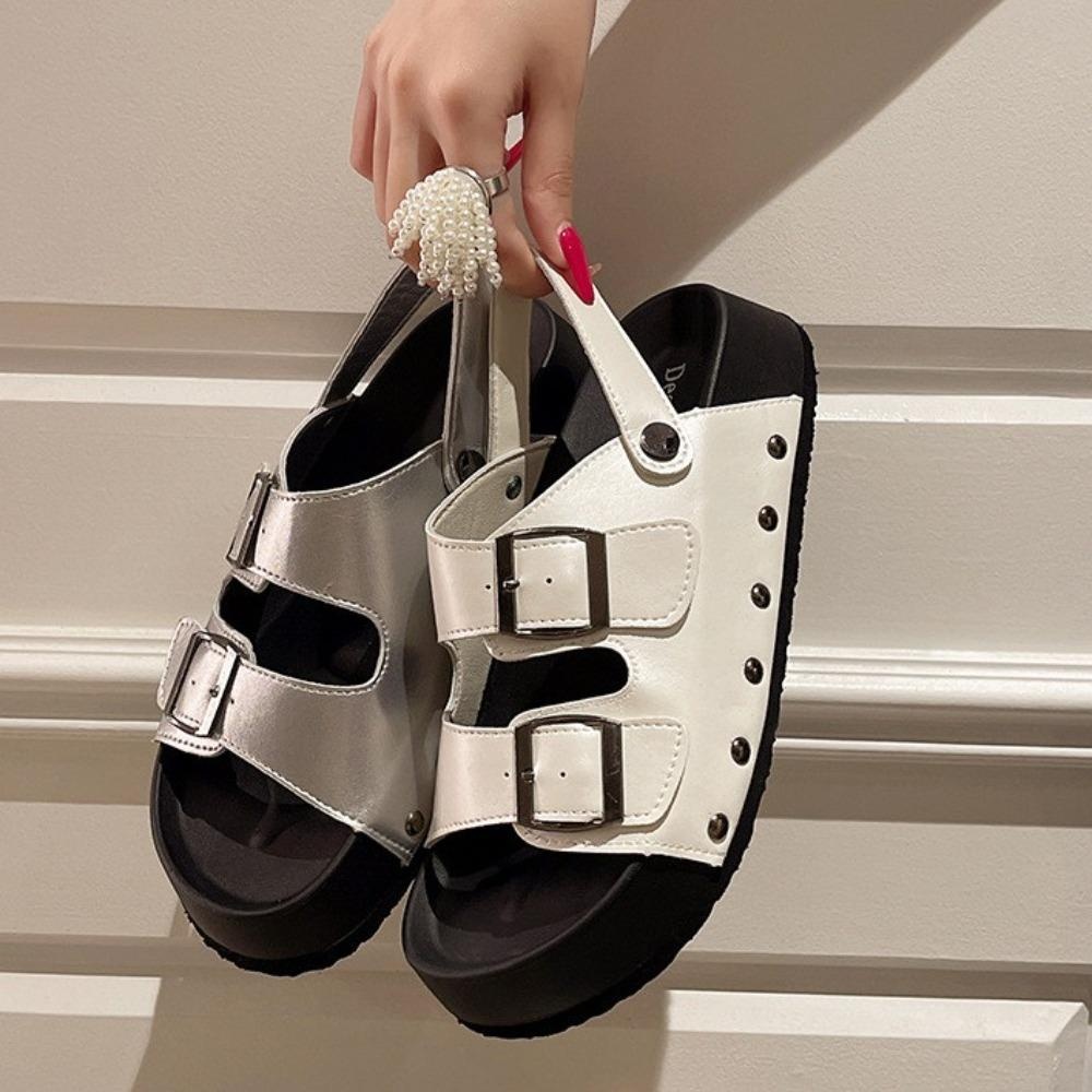 Just รองเท้าแตะรองเท้าผู้หญิง,ป้องกันกลิ่น PU สไลด์รองเท้าแตะโรมัน,แฟชั่น Anti Slip Peep Toe Outerwear แพลตฟอร์ม Flip Flops ฤดูร้อน