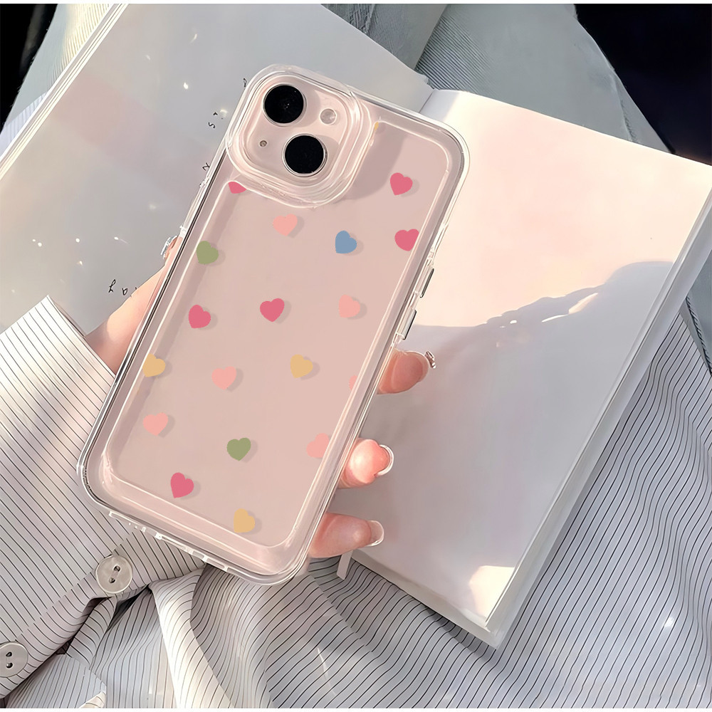 สีสันรูปหัวใจใสน่ารักกรณี HP OPPO A3x ล่าสุด A3 A60 Reno 12 11 Pro 5G 12F 11F Realme C61 C63 C65 A9 