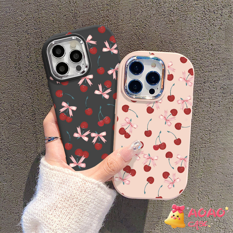 หวานสดโรแมนติกสีชมพูเชอร์รี่อ่อนนุ่ม เคสiPhone 16 11 13 15 12 14 Pro Max XR 8Plus 7Plus 8 7 14 15 Plus X XS Max SE 2020