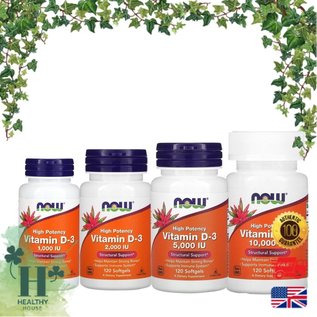 พร้อมส่ง NOW Foods Vitamin D-3 High Potency 2000IU/5000IU/10000IU 120Softgels วิตามินดี วิตามินดี3