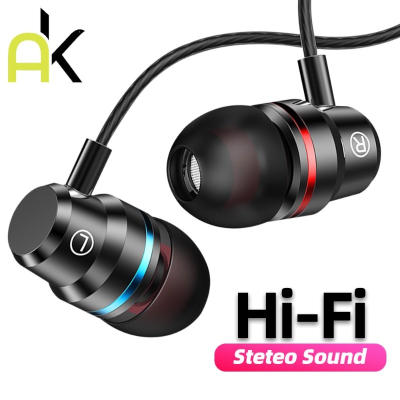 AK G2 หูฟังซับวูฟเฟอร์ อินเอียร์ เป็นมิตรกับหู ชุดหูฟังโทรศัพท์ Android และปลั๊กไมโครโฟนในตัวเข้ากับแจ็คหูฟังขนาด 3.5 มม