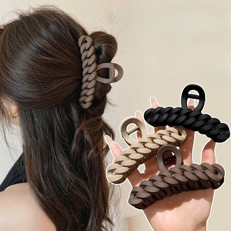 แฟชั่นเกาหลีสีกาแฟนม Frosted Gripping Clip คลิปฉลามสไตล์ใหม่