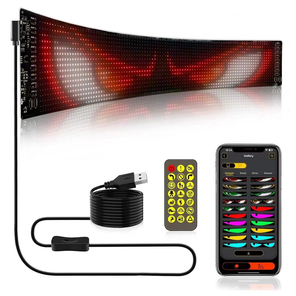 1/2pcs LED Matrix Pixel แผงจอแสดงผลยืดหยุ่น RGB รถรูปแบบ Graffiti เลื่อนข้อความ Animation Shop Reminder Light บลูทูธ