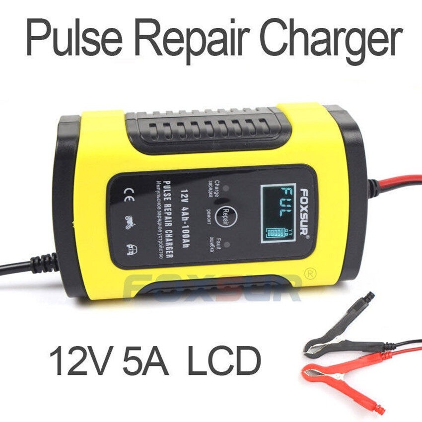 FOXSUR เครื่องชาร์จ 12V อัจฉริยะและซ่อมแบตเตอรี่รถยนต์ Pulse Repair Charger 12V 4-100Ah รุ่น FBC1205