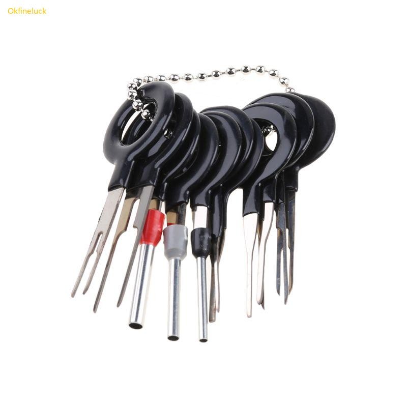 Okfi 11 pcs ชุดเครื่องมือถอดเทอร์มินัลรถยนต์ขั้วต่อสายไฟ Pin Release Extractor Puller