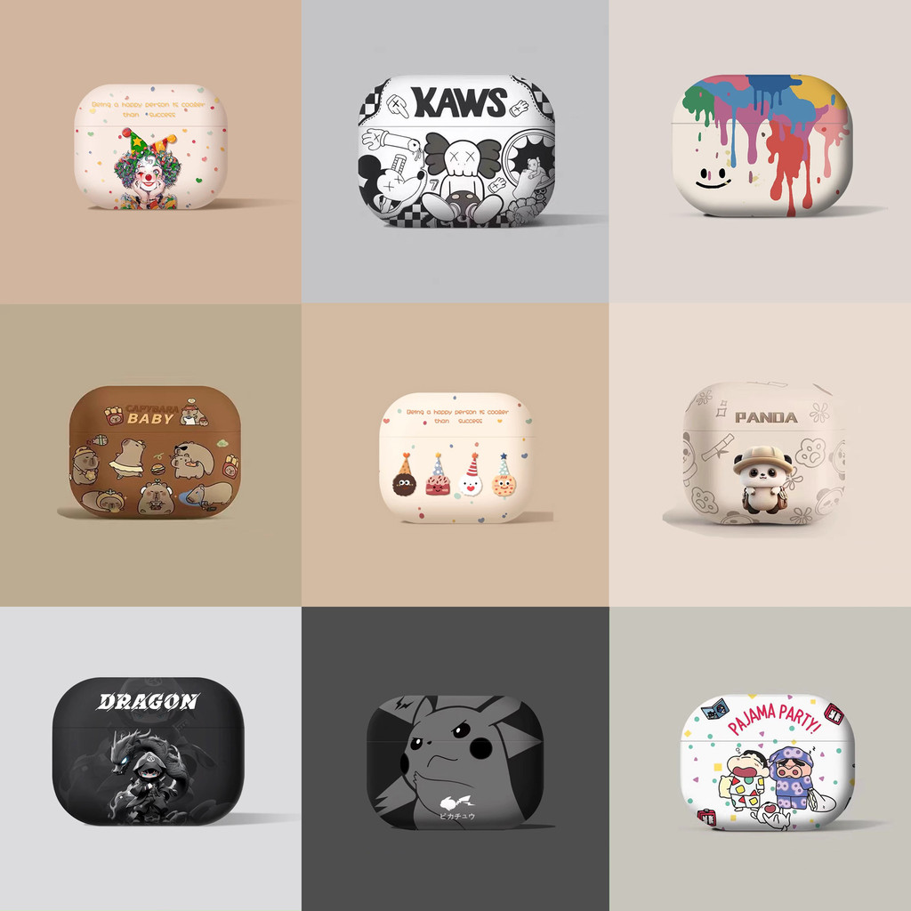 MANGO กรณีปลอกสําหรับ AirPods 1 2 3 4 Pro 3 2 กรณีปลอก Gen 2 3 4 2nd 3rd 4th Gen2 Gen3 Gen4 Matte TPU กรณีน่ารักการ์ตูนอะนิเมะบิสกิตสีขาว Clown ยิ้มเด็ก