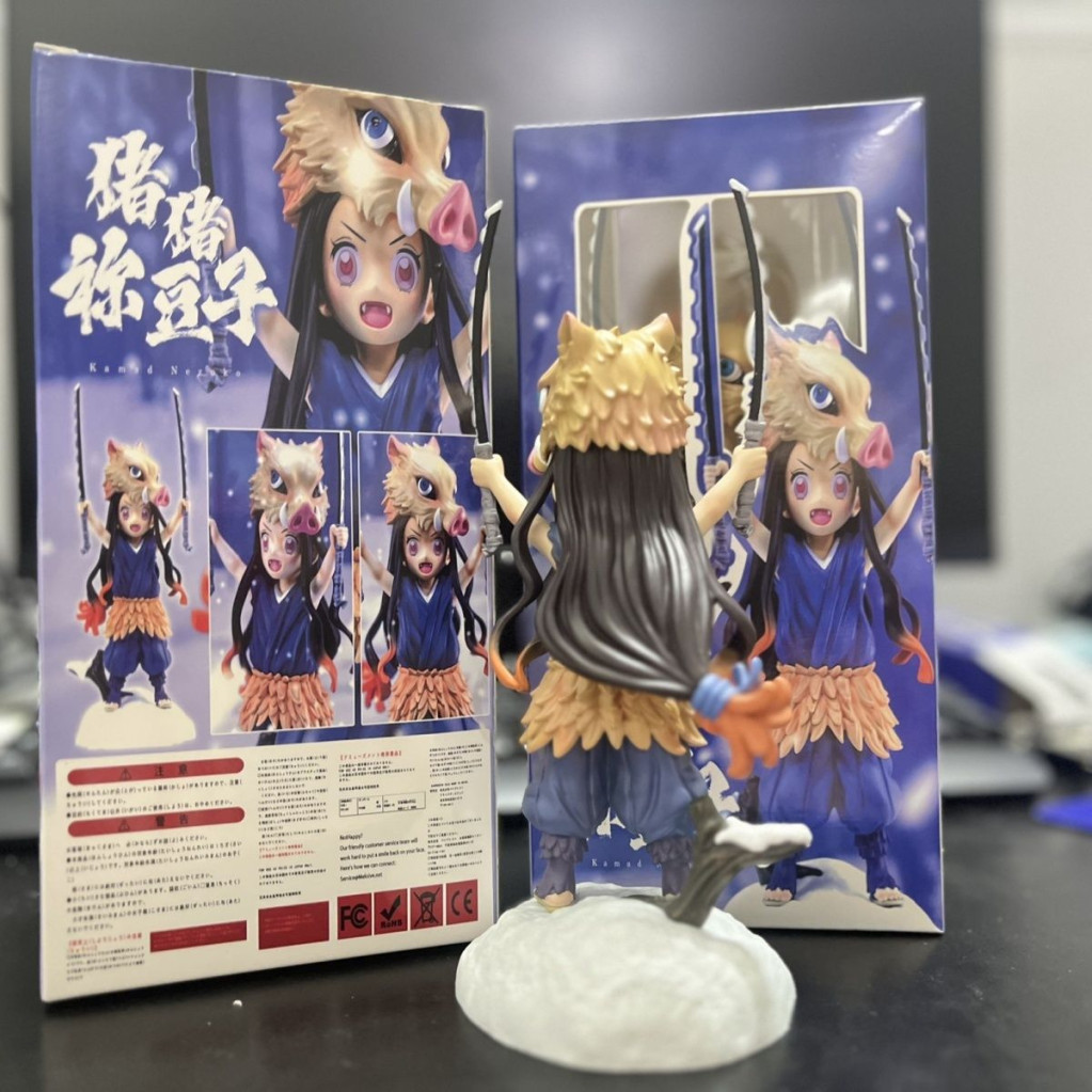 ของแท้ Nezuko cos Inosuke Demon Slayer การ์ตูนน่ารักหัวหมูรูปเครื่องประดับของขวัญ - รูปที่ 4