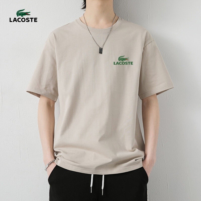 Lacoste200g ผ้าฝ้ายแขนสั้นฤดูร้อนสไตล์ใหม่เสื้อยืดใหม่ผู้ชายผู้หญิงเสื้อยืด 100 ผ้าฝ้ายแท้คุณภาพสูง 