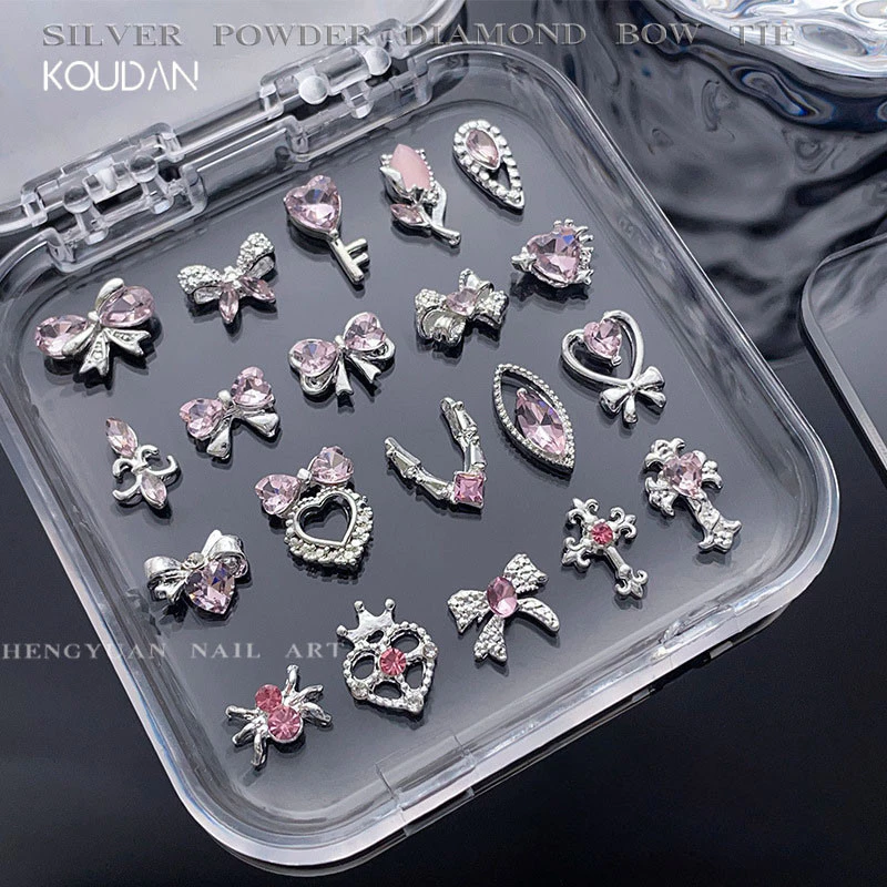 สติ๊กเกอร์ติดเล็บตกแต่งเล็บ Rhinestone คริสตัลเพชรสีชมพู 10 ชิ้น KOUDAN