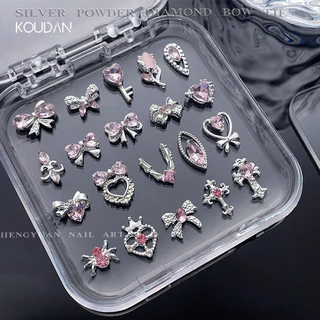 สติ๊กเกอร์ติดเล็บตกแต่งเล็บ Rhinestone คริสตัลเพชรสีชมพู 10 ชิ้น KOUDAN