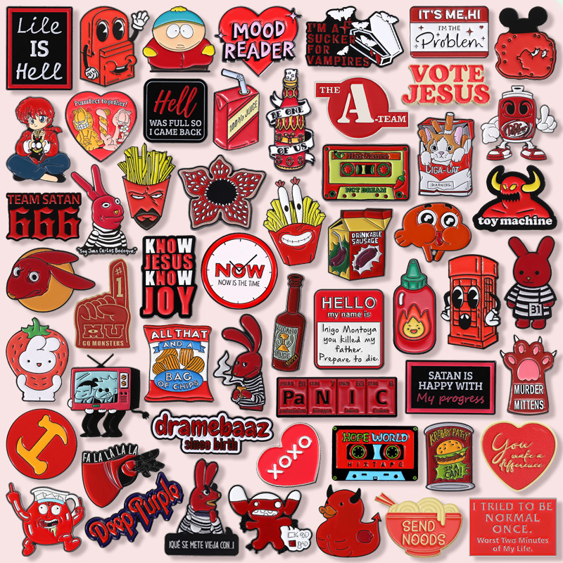 เข็มกลัดนิเมชันสัตว์ สีแดง สร้างสรรค์ สำหรับกระเป๋าและของขวัญ