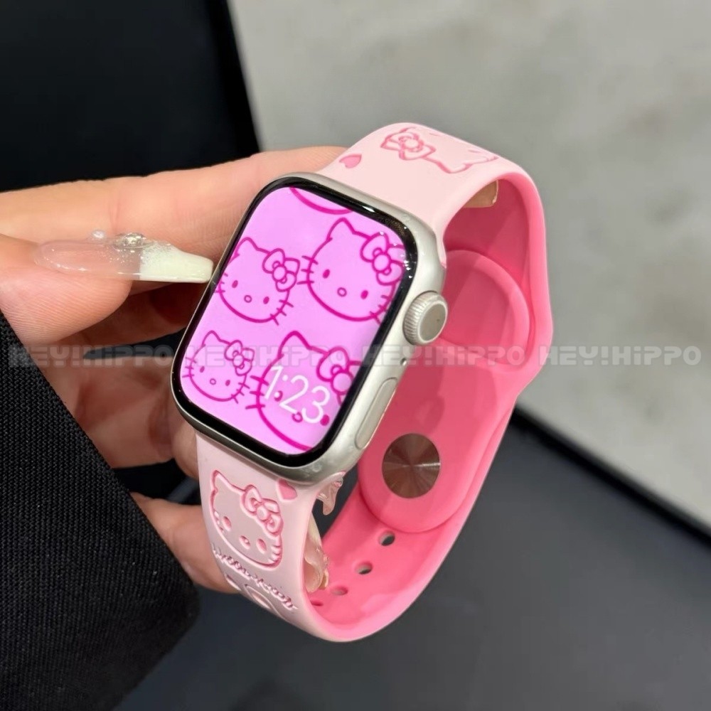 ซ่อนและค้นหา KT Cat Strap เหมาะสําหรับ 10/9/8/7/6/5/SE/4/3/2/1 สายซิลิโคนเหมาะสําหรับ IWatch49/46/45/44/42/41/40/38 มม. ราคา ถูกที่สุด ดีลบีเคเค แกลเลอรีภาพที่ 6