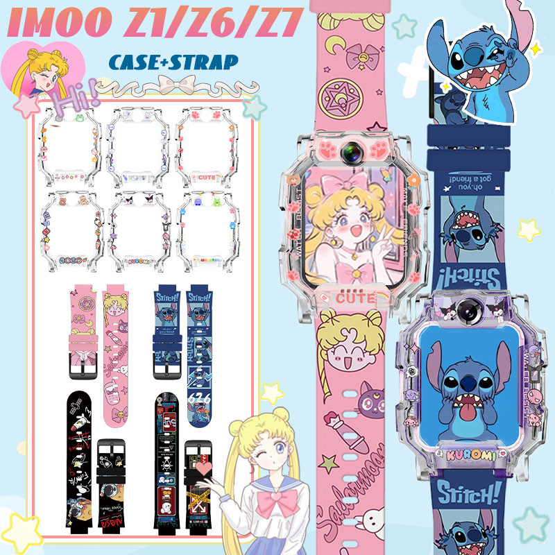 3PCS สายนาฬิกา Imoo Z1 Z6 Z7 สายนาฬิกา+การ์ตูน เคส Imoo Z1 Z6 Z7 Stitch สายนาฬิกา สายนาฬิกา imoo Z7 Z6 Z1 Case