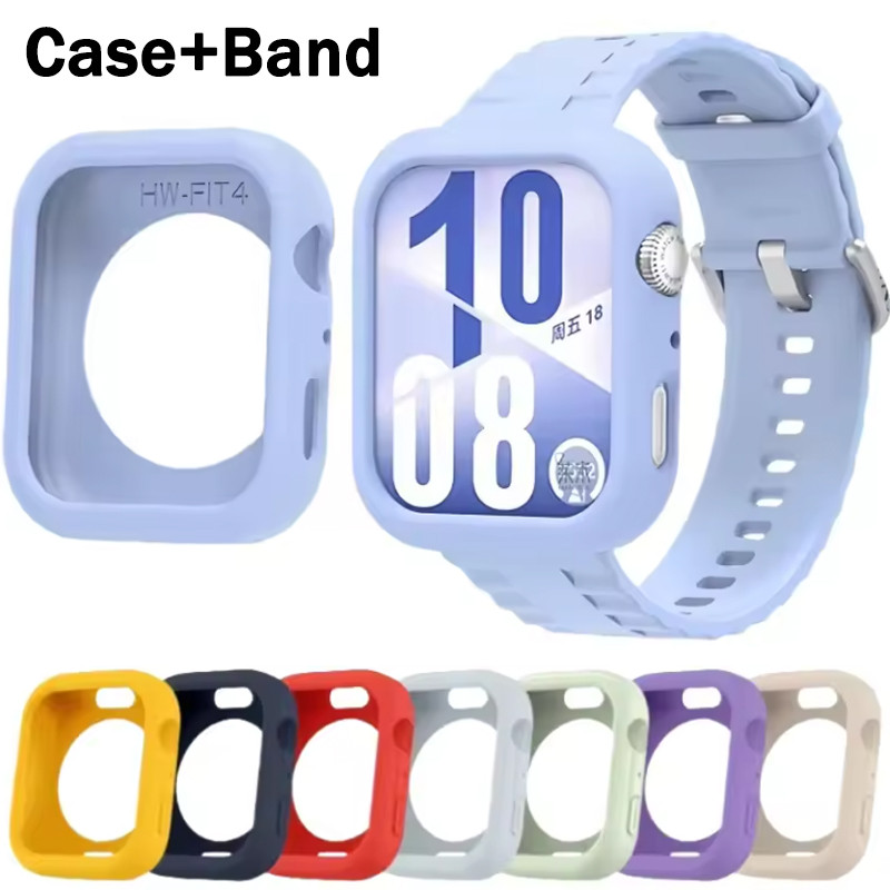 สายนาฬิกาซิลิโคนสําหรับ Huawei Watch Fit 4 Pro/Fit 4 Soft Case + Watchband ชุดเปลี่ยนสร้อยข้อมือ Blet กันชน correa