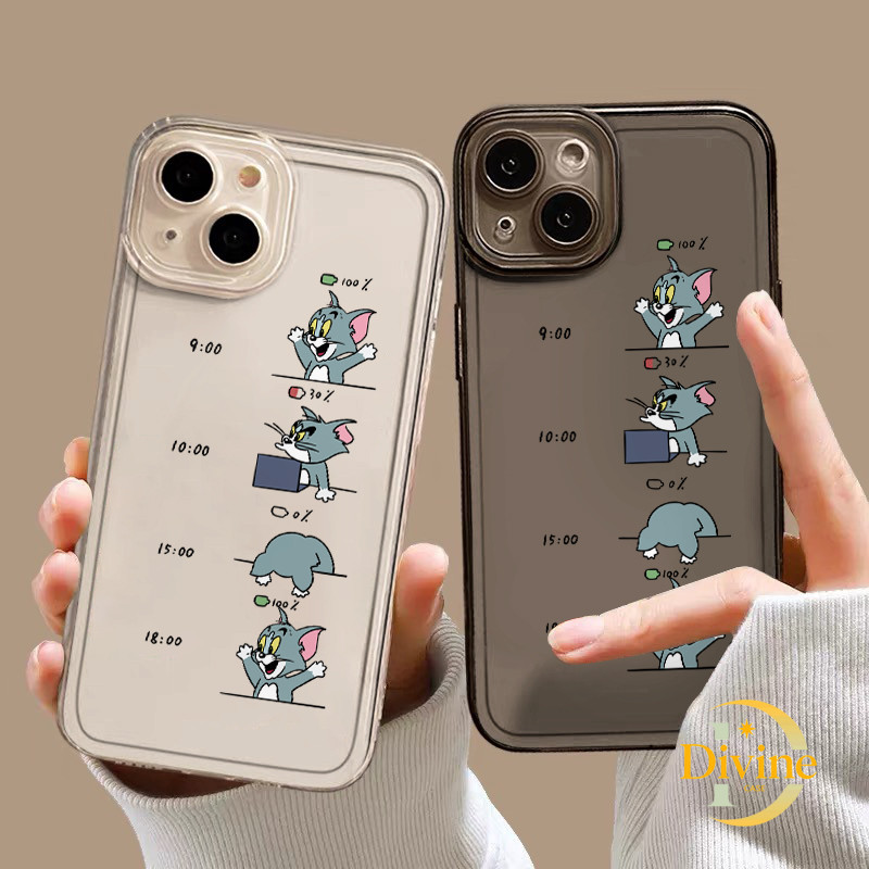 Tom Work Status iPhone Case โปร่งใสนุ่มแฟชั่นเหมาะสําหรับ iPhone 11 12 13 14 15 16 Pro Max X XR XS M