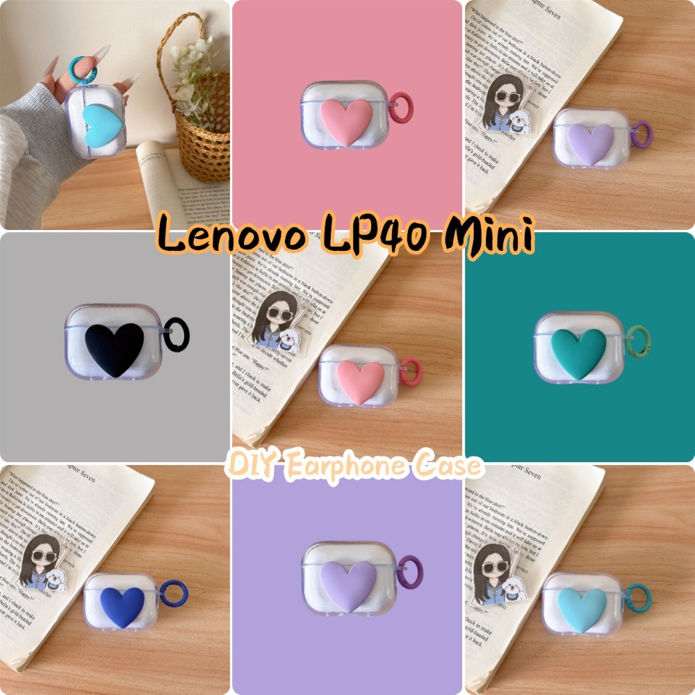 อนาคตดาวสําหรับ Lenovo LP40 Mini Casing Case Soft Silicone Headphone Case DIY Peach Heart สีทึบ NO.2