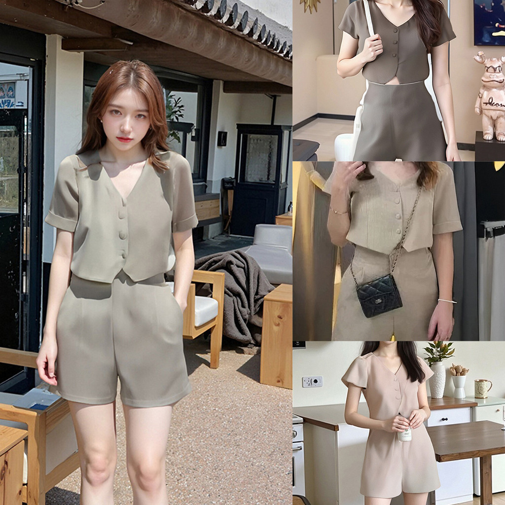 ชุดเซ็ตเกาหลี กางเกงหลวม ใส่แล้วดูสูง ลุคสบายๆ