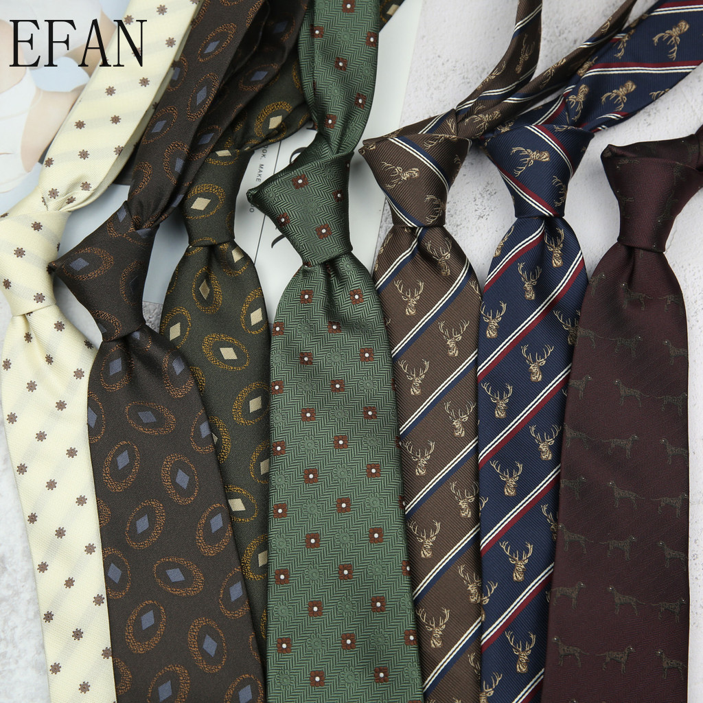 เนคไท Jacquard ลายดอกไม้สีน้ำตาลมารูนและเหลือง เหมาะสำหรับชายเสื้อทักซึโดและงานปาร์ตี้