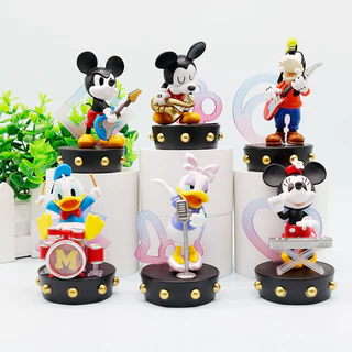 6 ชิ้น/เซ็ต 9.5 ซม.การ์ตูนอะนิเมะเพลง Party แซ็กโซโฟน Donald Duck Jazz กลองชุด Goofy รุ่น Q PVC ตัวเลขการกระทําตุ๊กตาของเล่น