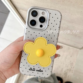 Dopamine Flower Bracket Polka Dot หนังเคสโทรศัพท์สําหรับ iPhone 17ProMax 16Plus 15 14 13 12 11 กันกระแทกป้องกันปลอก