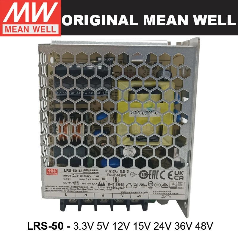 Original MEAN WELL LRS 50W LRS-50-3.3 LRS-50-5 LRS-50-12 LRS-50-15 LRS-50-24 LRS-50-36 LRS-50-48 MEA