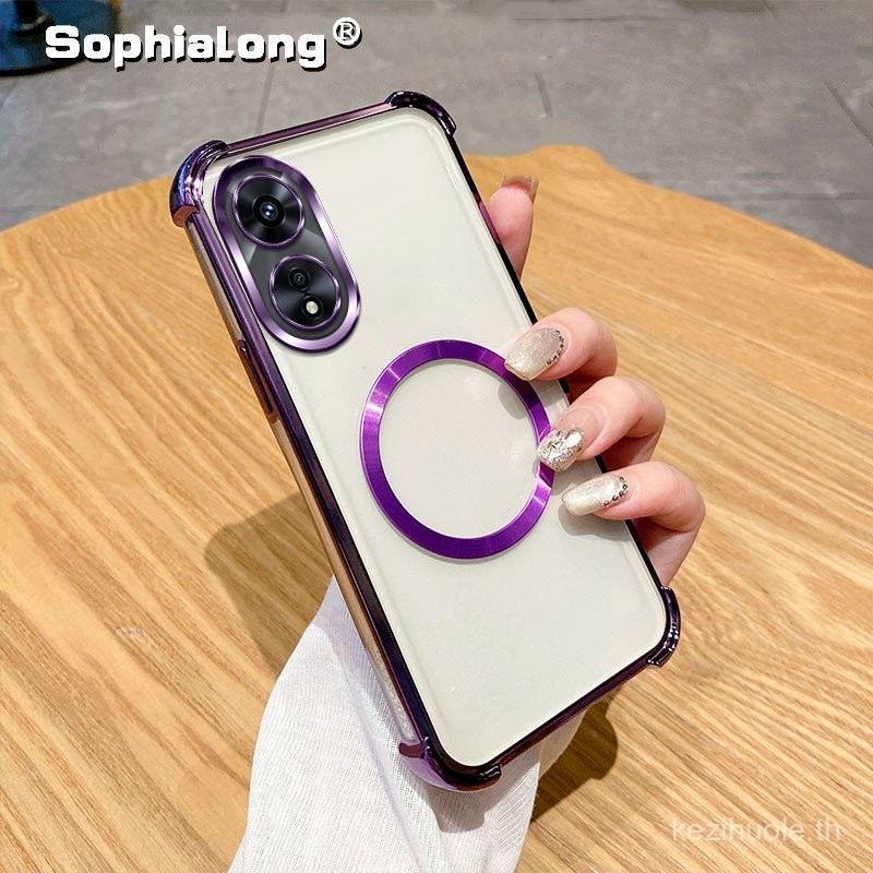 เคสใสแบบนุ่มสําหรับ Honor X5 Plus ชุบโลหะแม่เหล็กฝาหลังโทรศัพท์ EWLN