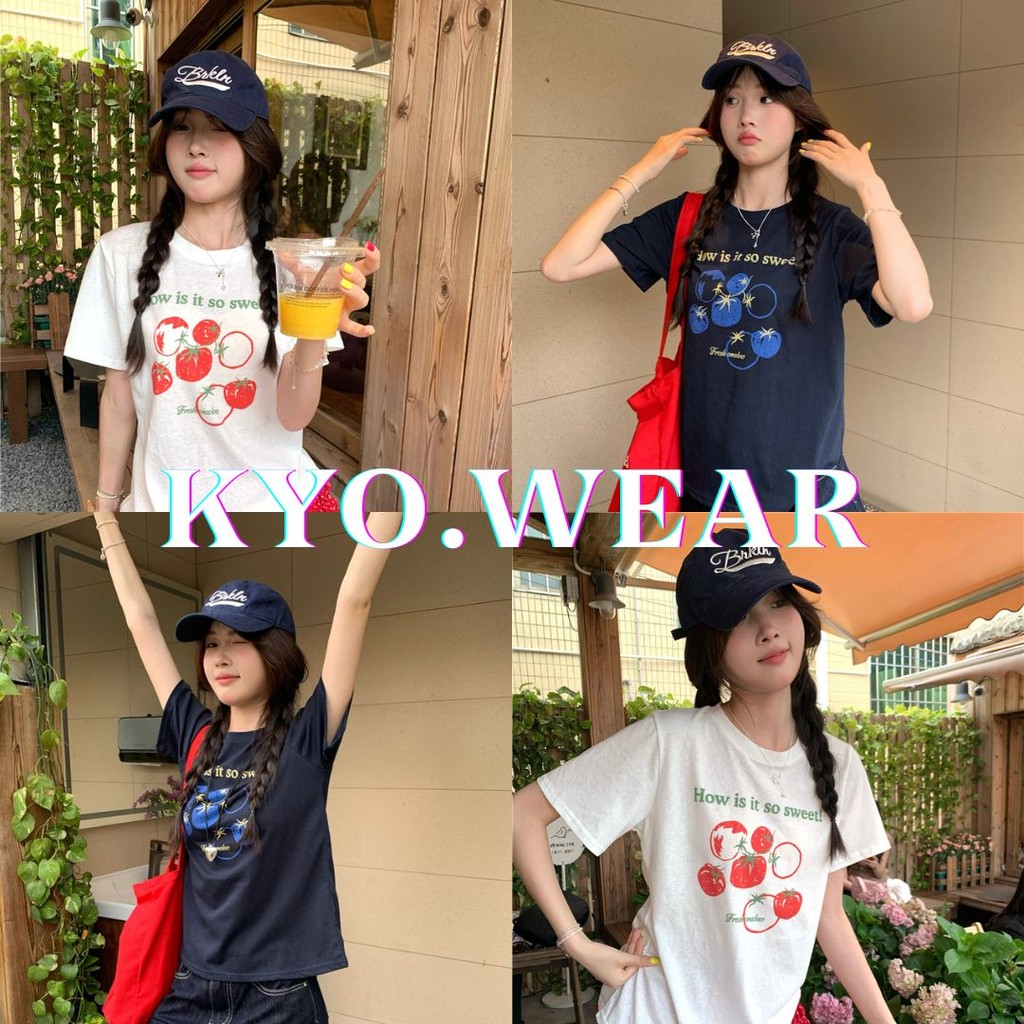 KYO 🍅 เสื้อยืดสตรีไซส์ใหญ่ คอกลม สไตล์เกาหลี Cotton 100% ผ้านุ่มใส่สบาย ใส่ได้ทุกโอกาส "SWEET TOMATOES"